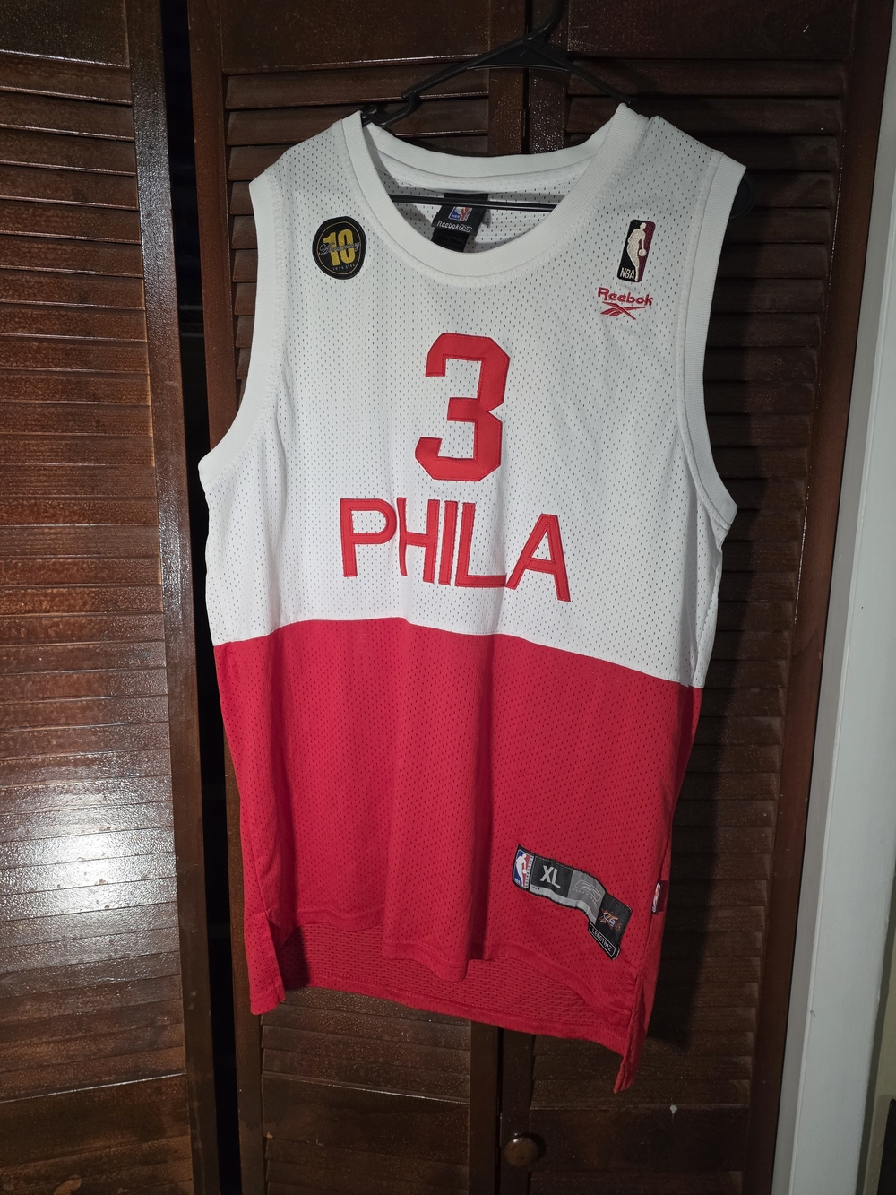 Reebok PHILA #3 Red & White Basketball Jersey